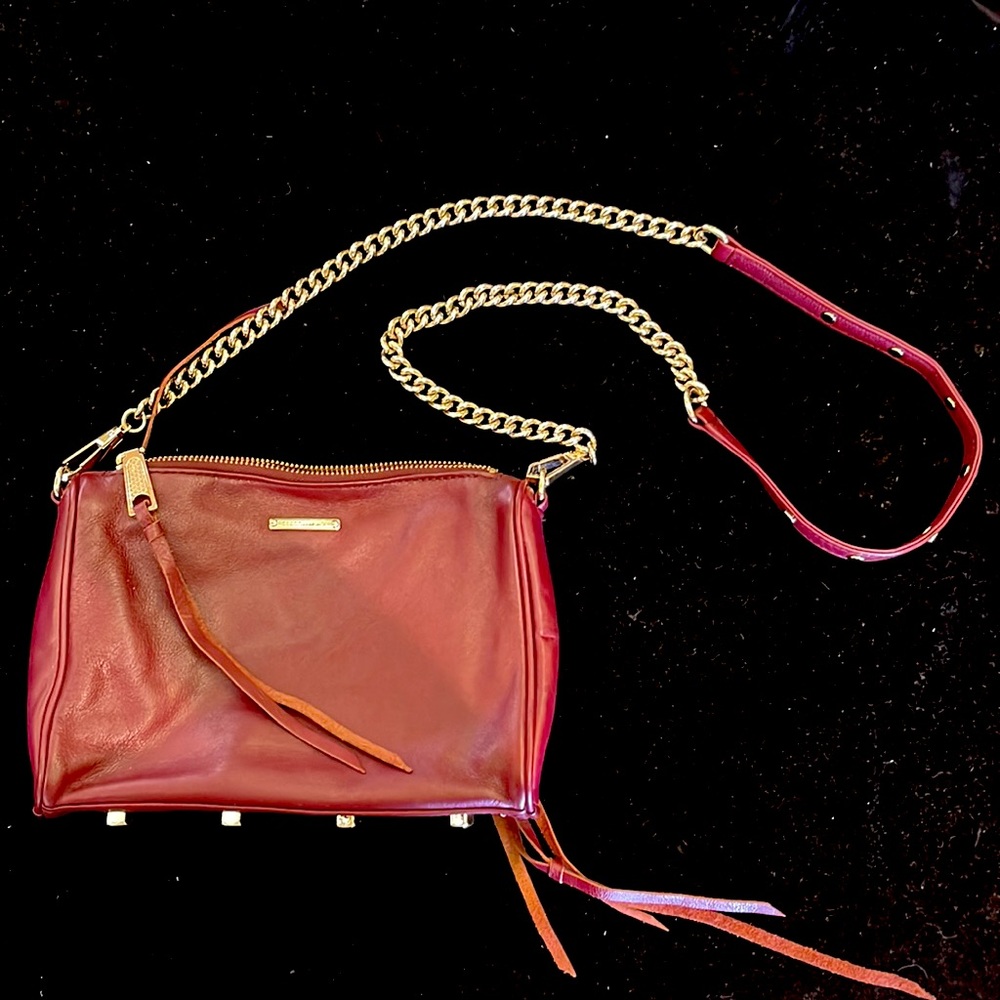 Rebecca Minkoff Burgundy Leather Chain Link Crossbody